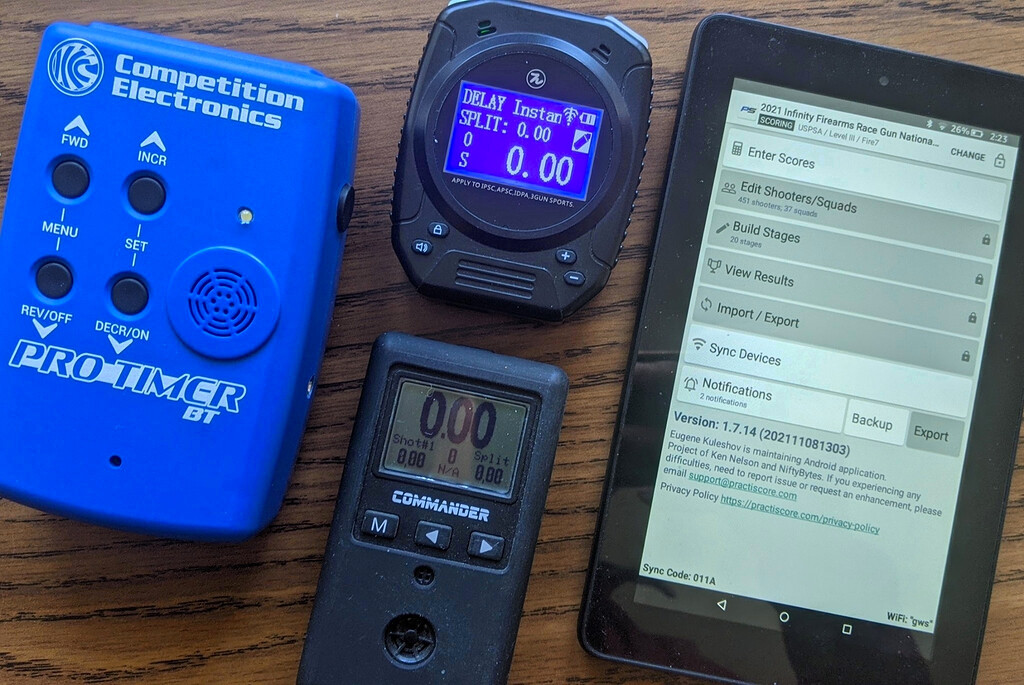 Bluetooth timers supported in the PractiScore app for Android Android